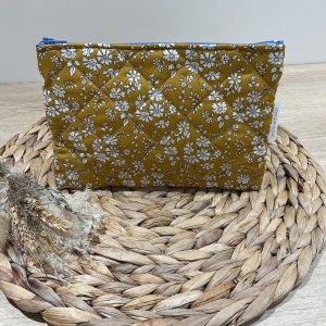 Trousse plate en Liberty fermeture  Bleu clair
