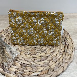 Trousse plate en Liberty fermeture  Moutarde