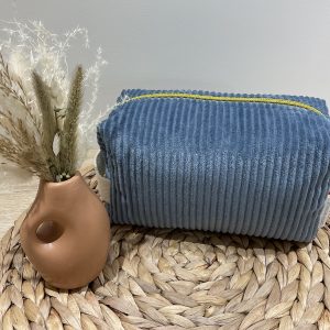 Trousse de toilette velours bleu Liberty Eloïse bleu et kaki