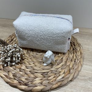 Trousse de toilette Bouclette bleu à pois blancs