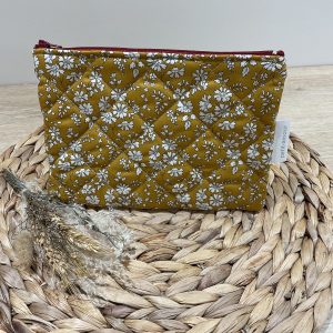 Trousse plate en Liberty fermeture Bordeaux