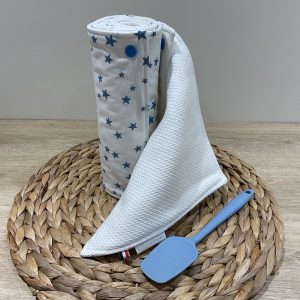 Essuie-tout réutilisable 6 feuilles : 1 face nid d’abeilles ; 1 face en tissu coton