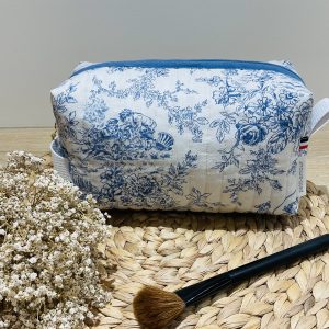 Trousse de toilette Toile de Jouy bleue