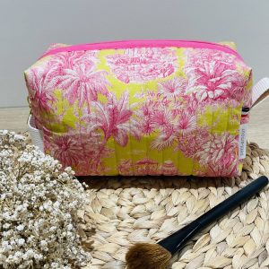 Trousse de toilette Toile de Jouy flashy